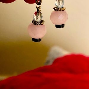 Pink Crystal Bead Earrings